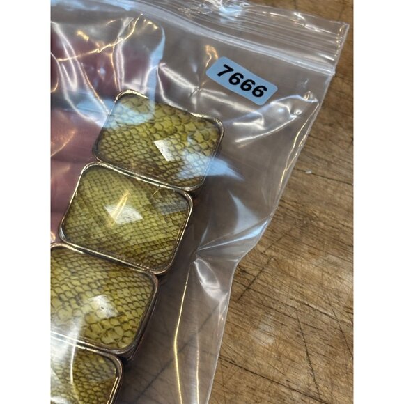 Yellow Snake Print Resin & Gold Tone Stretch Bracelet - Picture 2 of 8